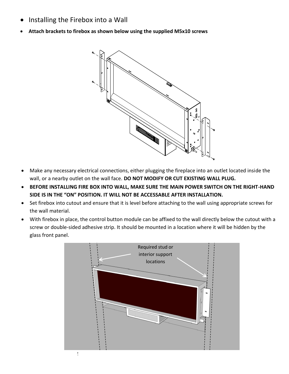 Installing the firebox into a wall | Outdoor Great Room Gallery Wall-Mounted Fireplaces User Manual | Page 3 / 4