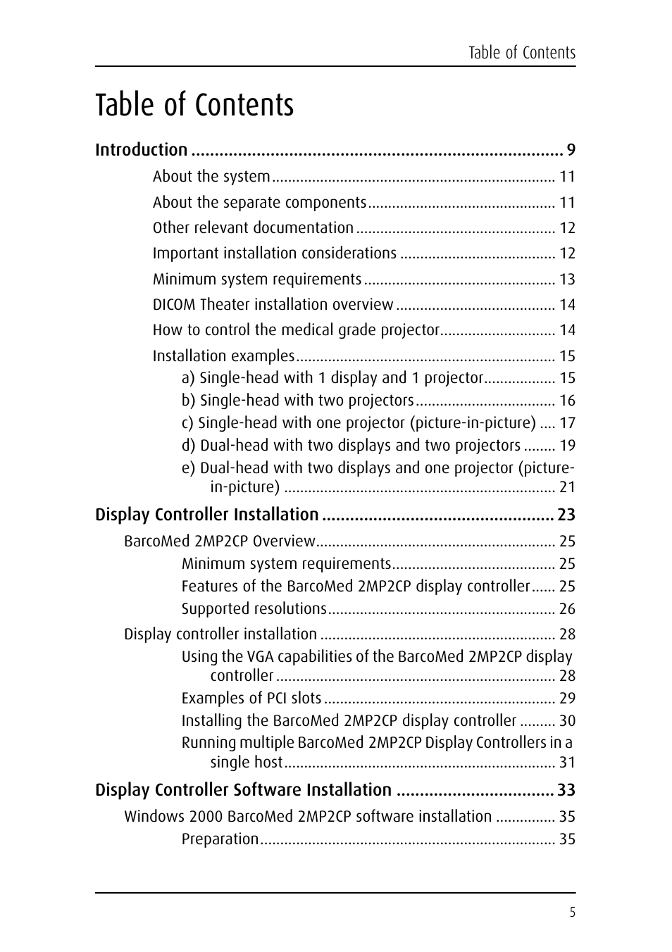 Barco DICOM THEATER MGP 15 User Manual | Page 5 / 102