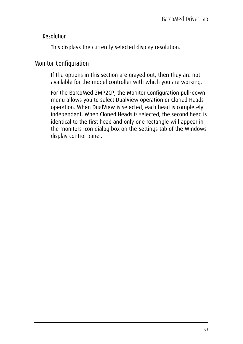 Resolution, Monitor configuration | Barco DICOM THEATER MGP 15 User Manual | Page 53 / 102