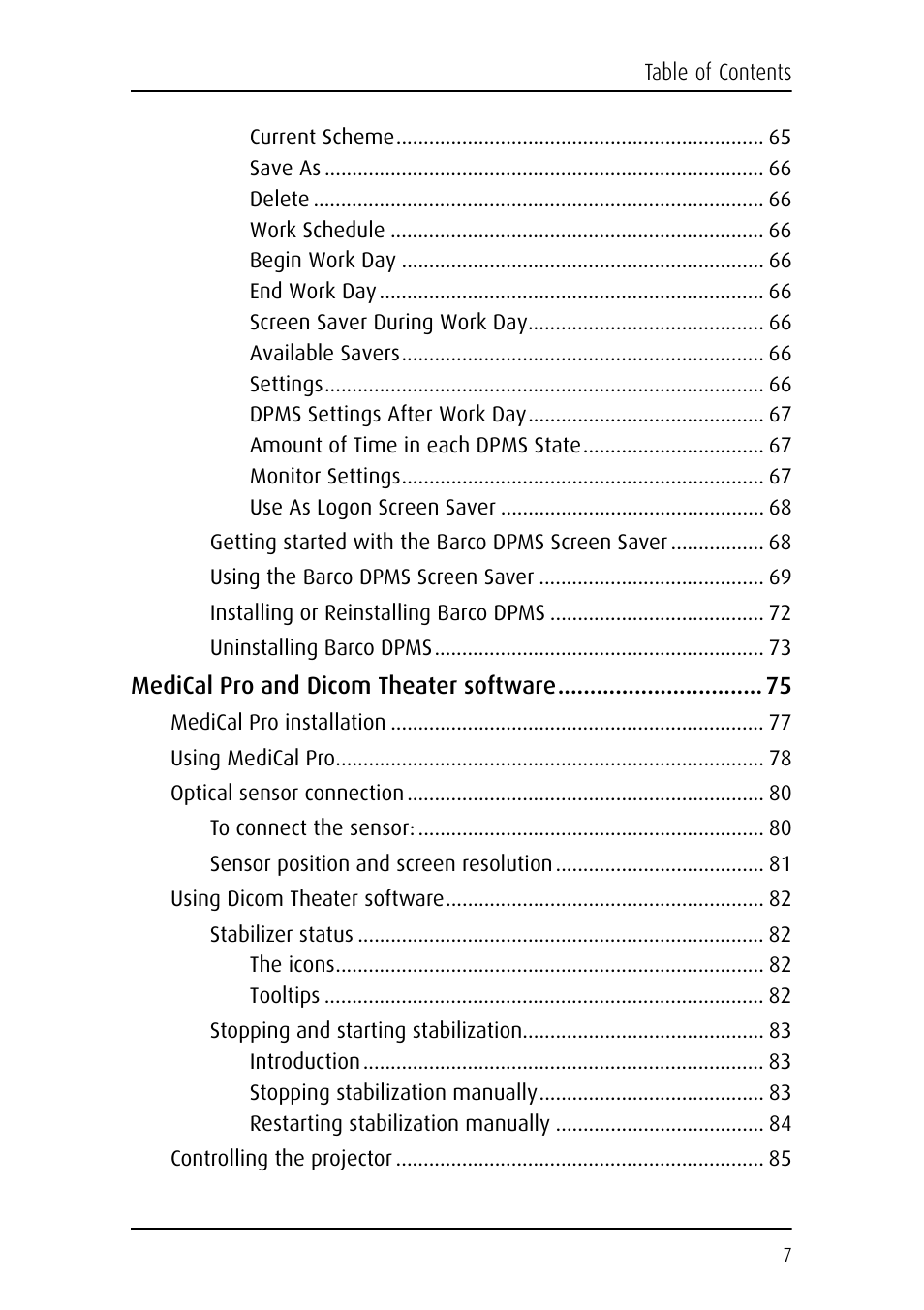 Barco DICOM THEATER MGP 15 User Manual | Page 7 / 102