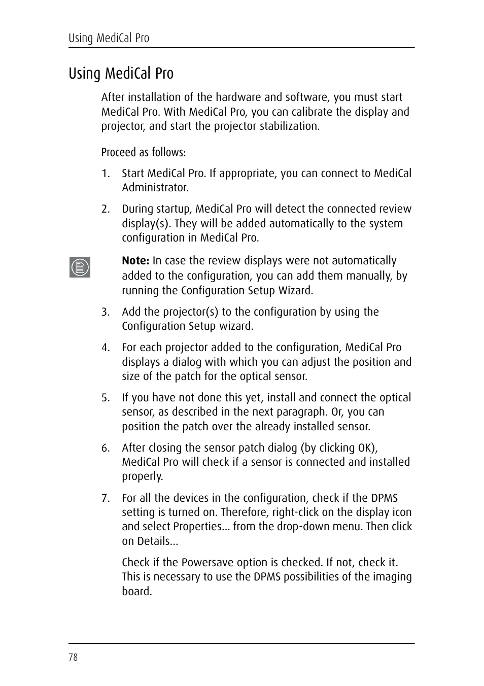 Using medical pro | Barco DICOM THEATER MGP 15 User Manual | Page 78 / 102