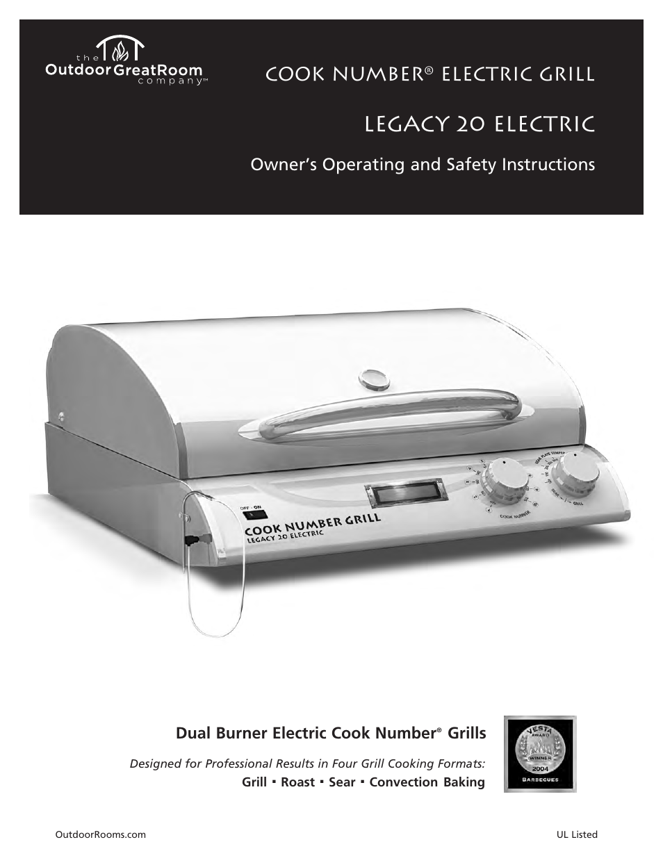 Outdoor Great Room Legacy 20 Electric User Manual | 12 pages