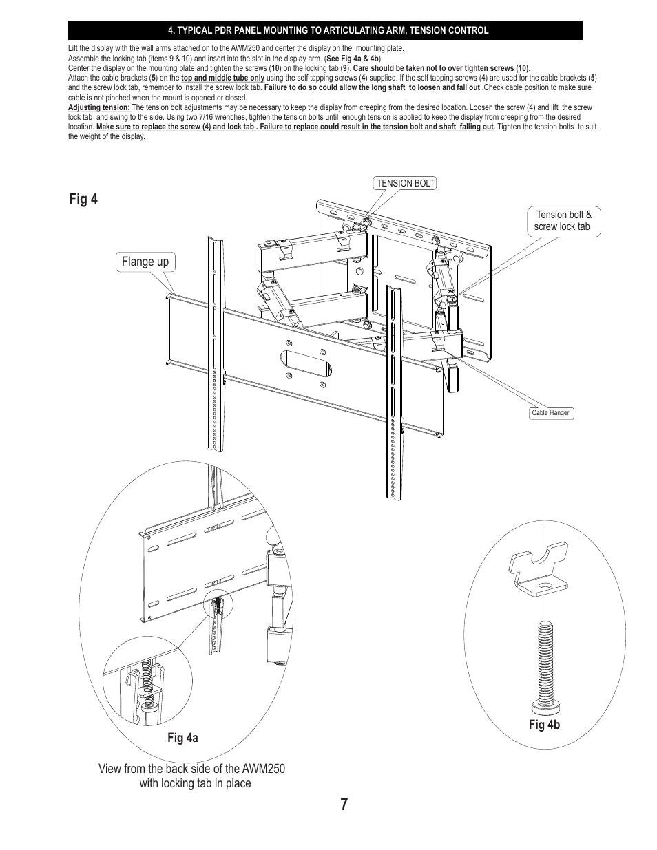 Fig 4, Fig 4b fig 4a flange up | PDR Mounts awm250 User Manual | Page 7 / 8