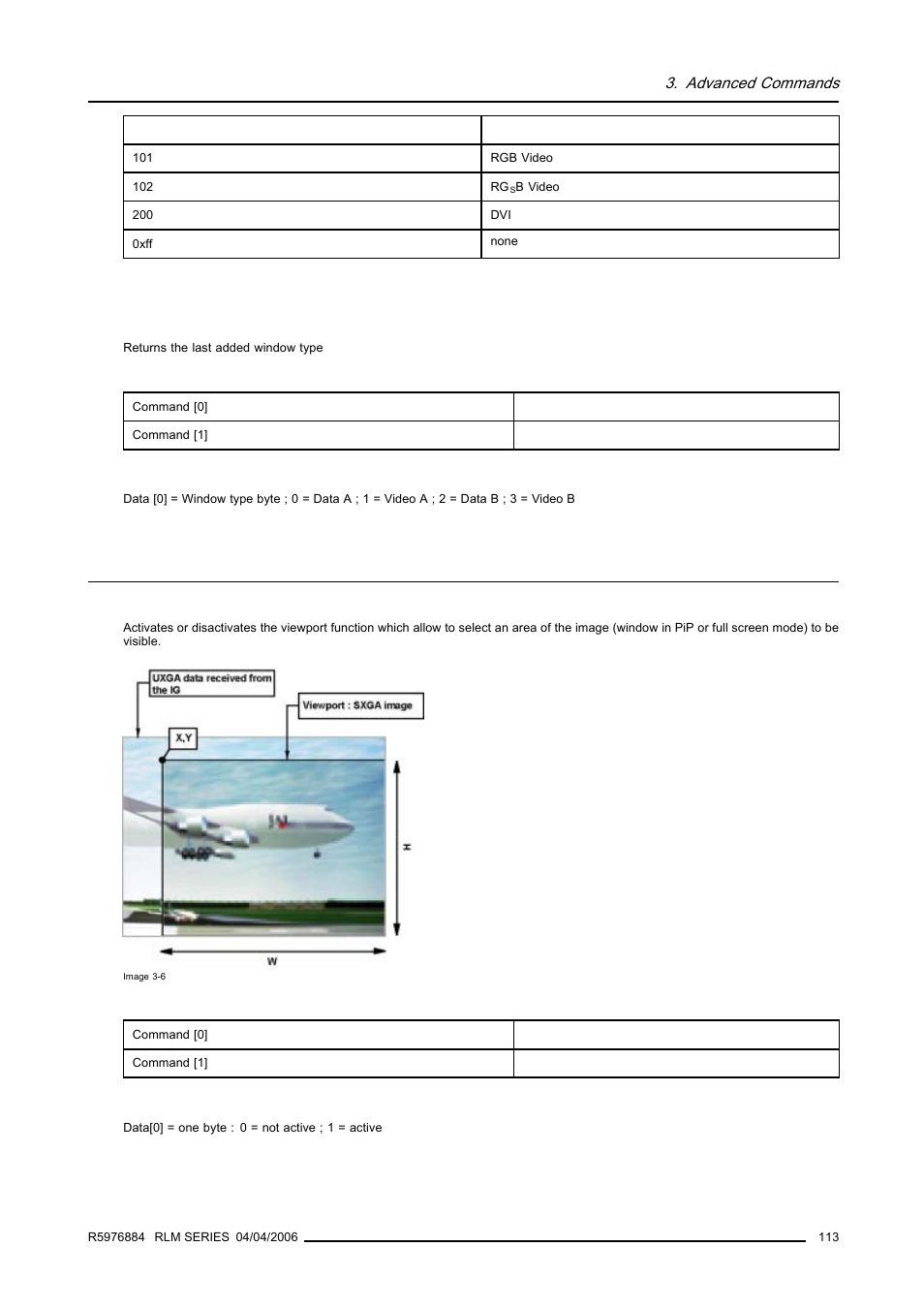 33 pip last added window type, read, 3 viewport active, write, Viewport active, write | Pip last added window type, read | Barco RS232 User Manual | Page 115 / 171