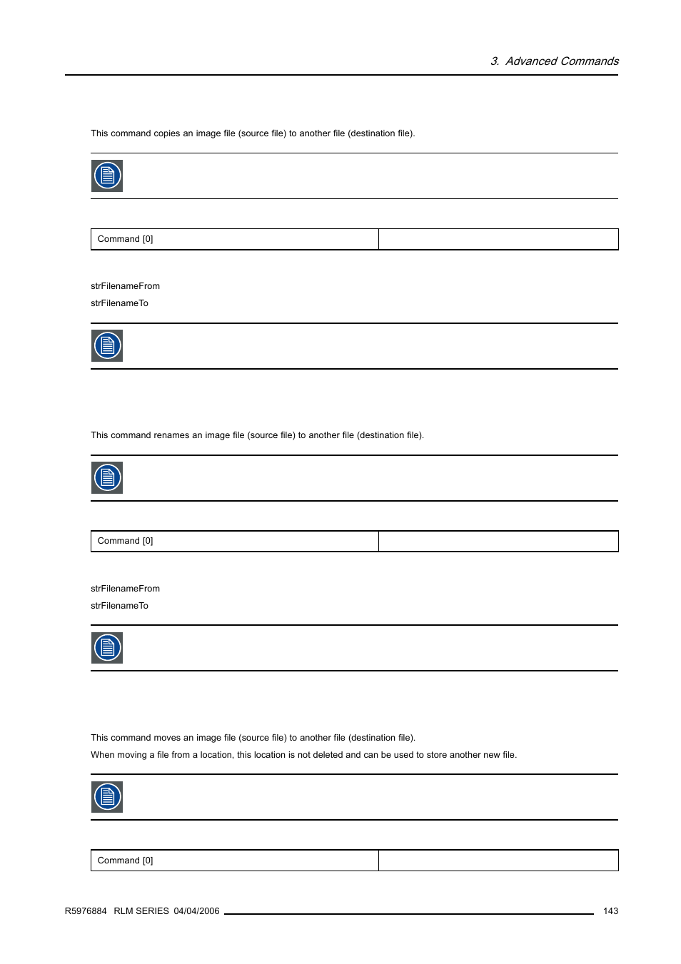 2 copy file, 3 rename file, 4 move file | 143 3.31.3 rename file, 143 3.31.4 move file, Copy file, Rename file, Move file | Barco RS232 User Manual | Page 145 / 171