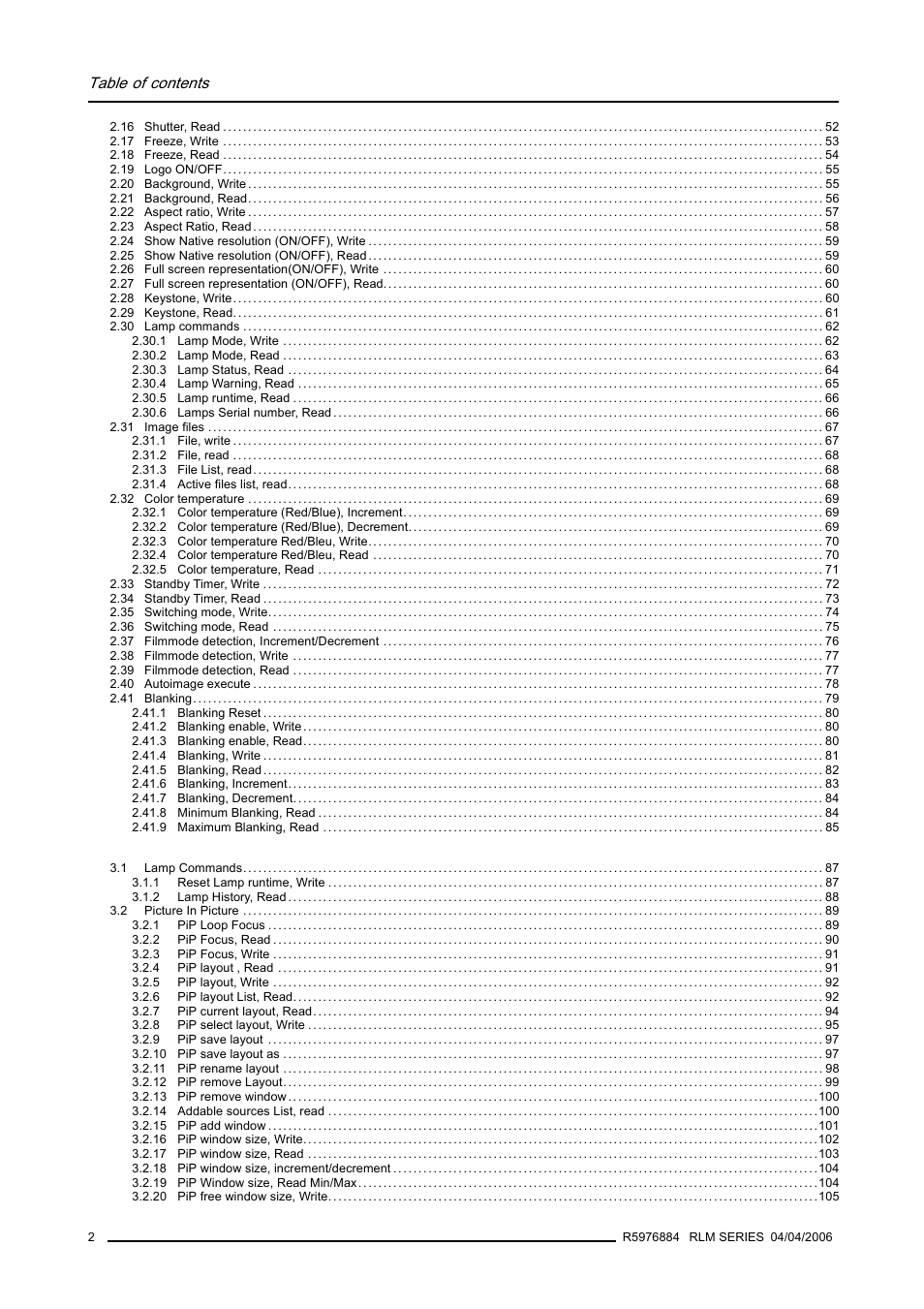 Barco RS232 User Manual | Page 4 / 171