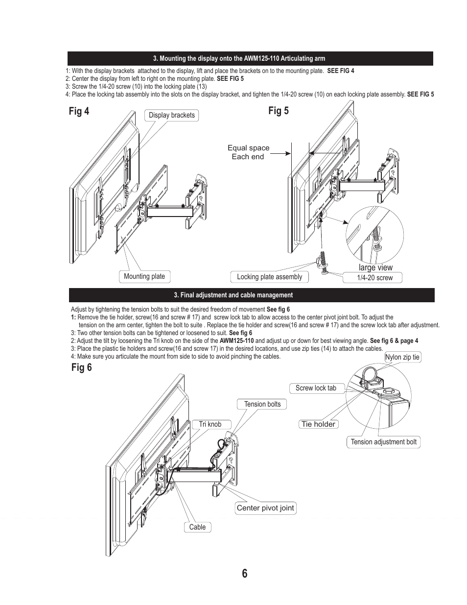 Fig 4 fig 5 fig 6 | PDR Mounts awm125 with pdm110thn User Manual | Page 6 / 6