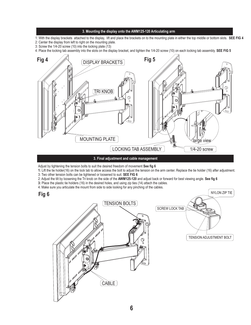 Fig 4 fig 5 fig 6 | PDR Mounts awm125-120 User Manual | Page 6 / 6