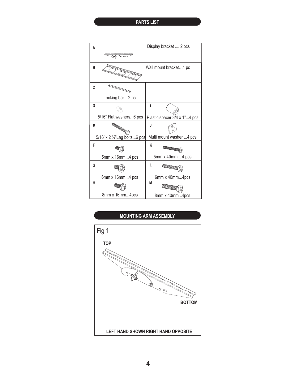 Fig 1 | PDR Mounts pdm625t-8 User Manual | Page 4 / 6