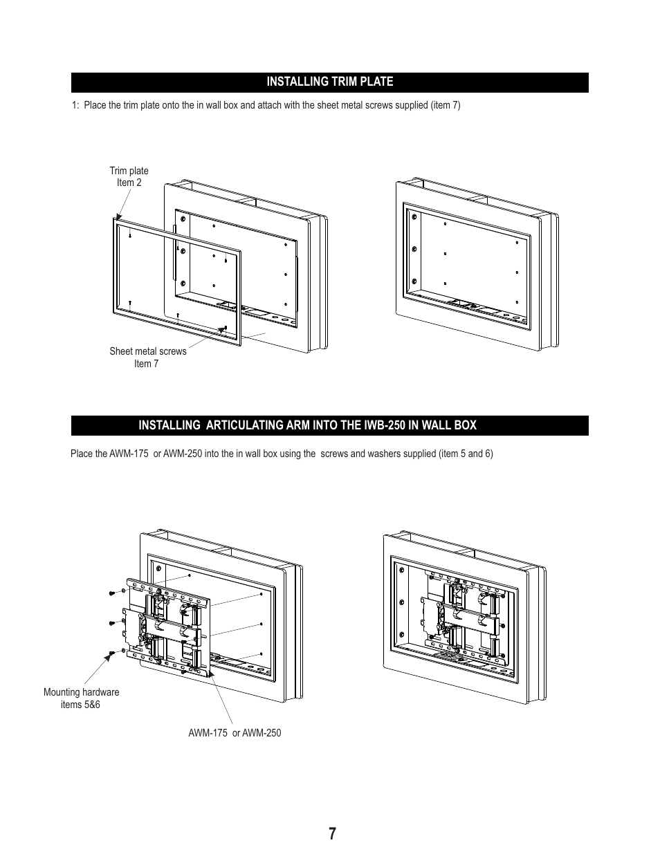 PDR Mounts iwbB250 User Manual | Page 7 / 8