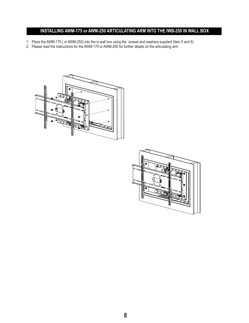 PDR Mounts iwbB250 User Manual | Page 8 / 8