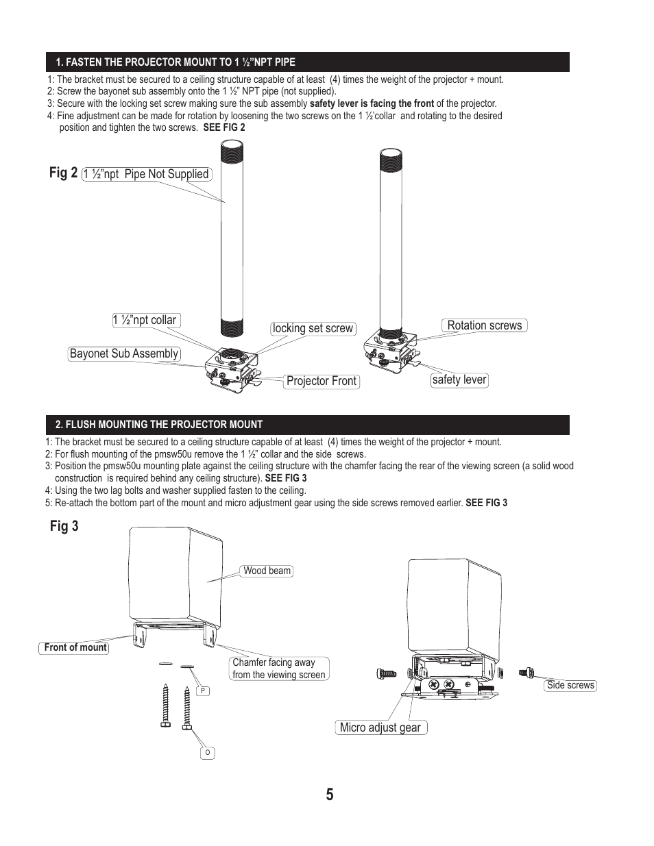 Fig 2 fig 3 | PDR Mounts pmsw50u User Manual | Page 5 / 6