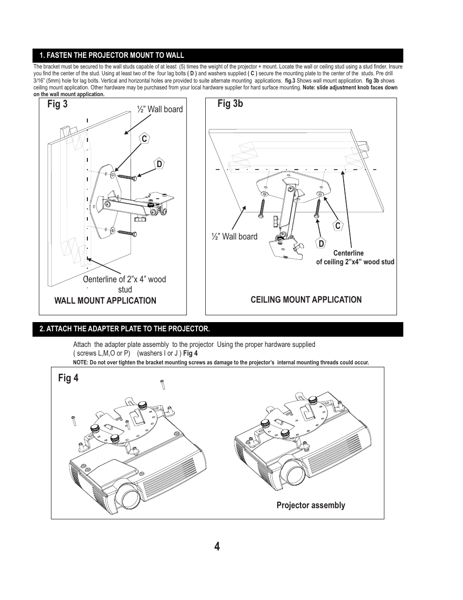 Fig 3 fig 4, Fig 3b | PDR Mounts upm50 User Manual | Page 4 / 5