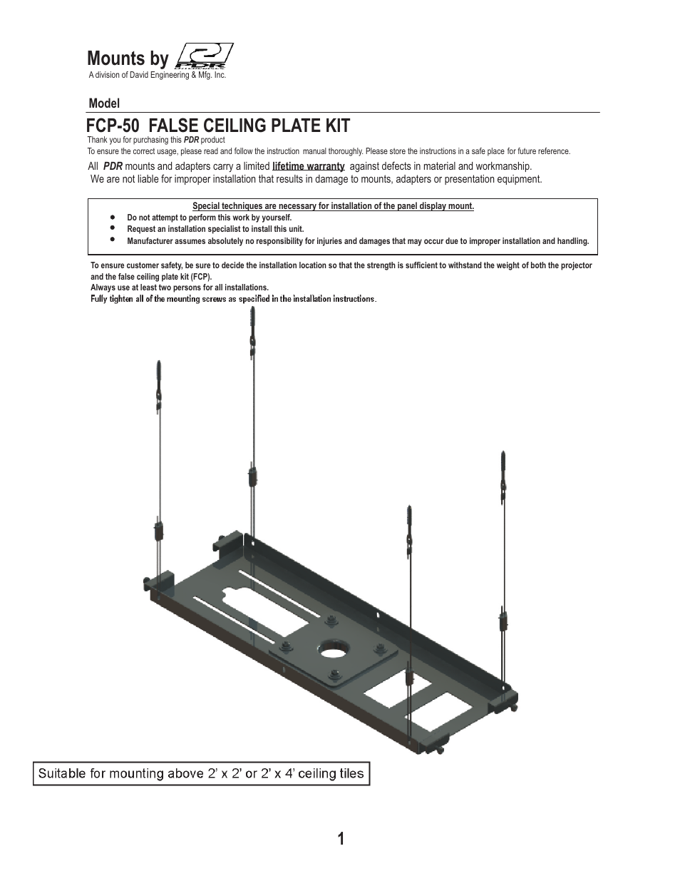 PDR Mounts fcp50 User Manual | 7 pages