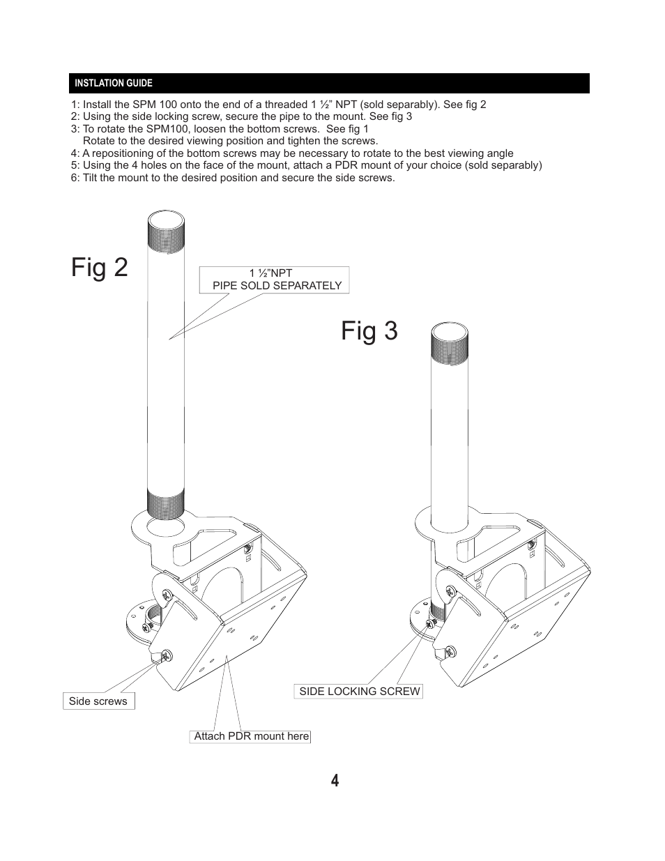 Fig 2 fig 3 | PDR Mounts SPM100 User Manual | Page 4 / 8
