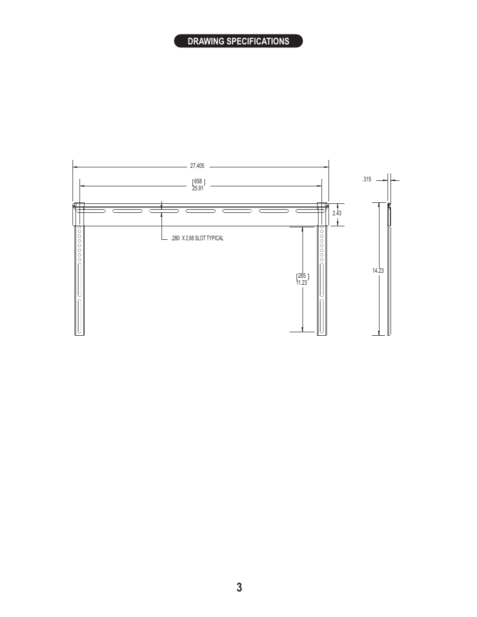 Drawing specifications | PDR Mounts pstm3039 User Manual | Page 3 / 7