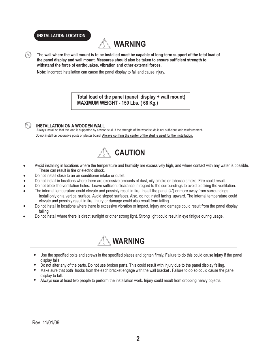 Caution warning warning | PDR Mounts pstm4060 User Manual | Page 2 / 7