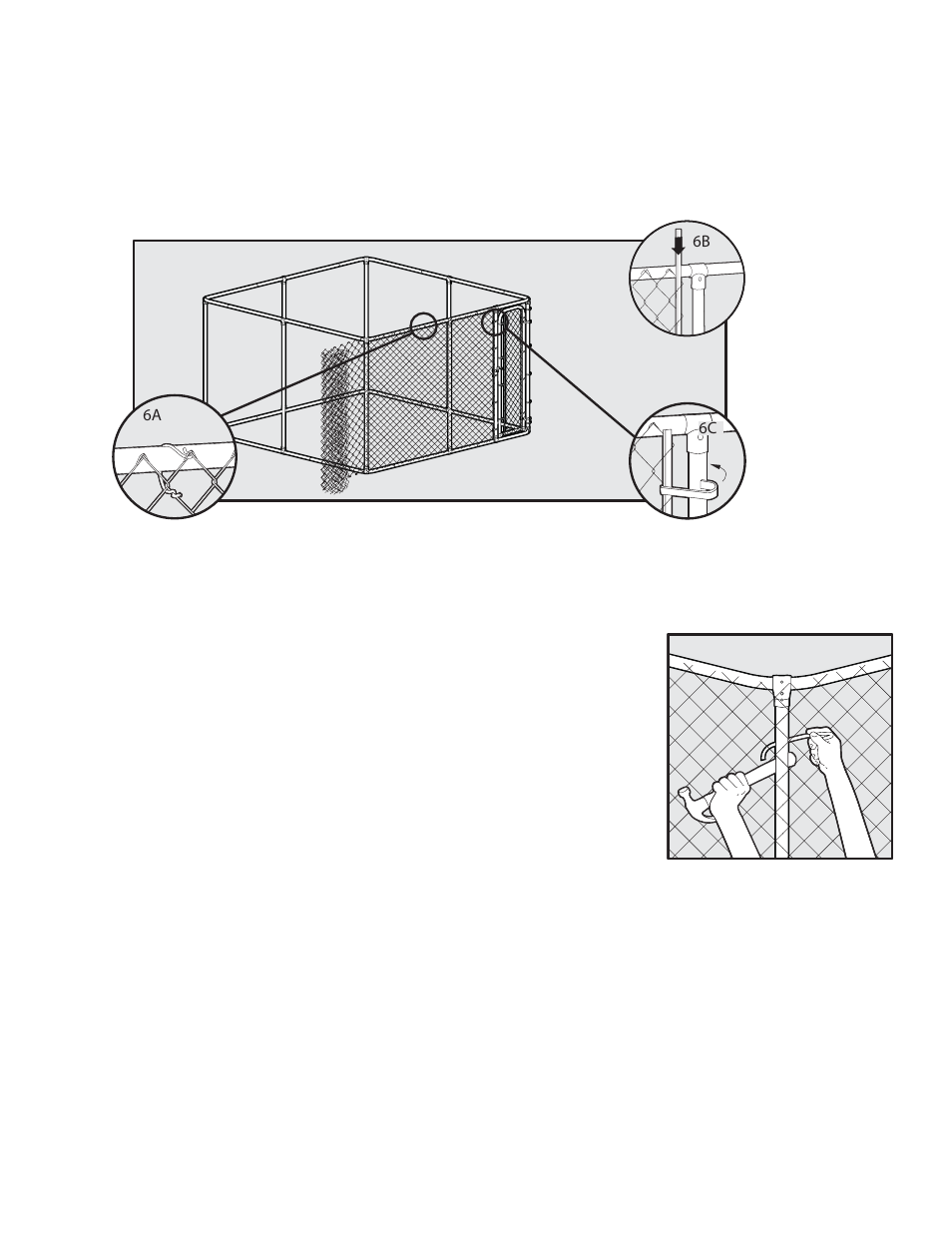 Add fence fabric, Stretch the fabric | Petsafe 2-in-1 Dog Kennel User Manual | Page 7 / 28