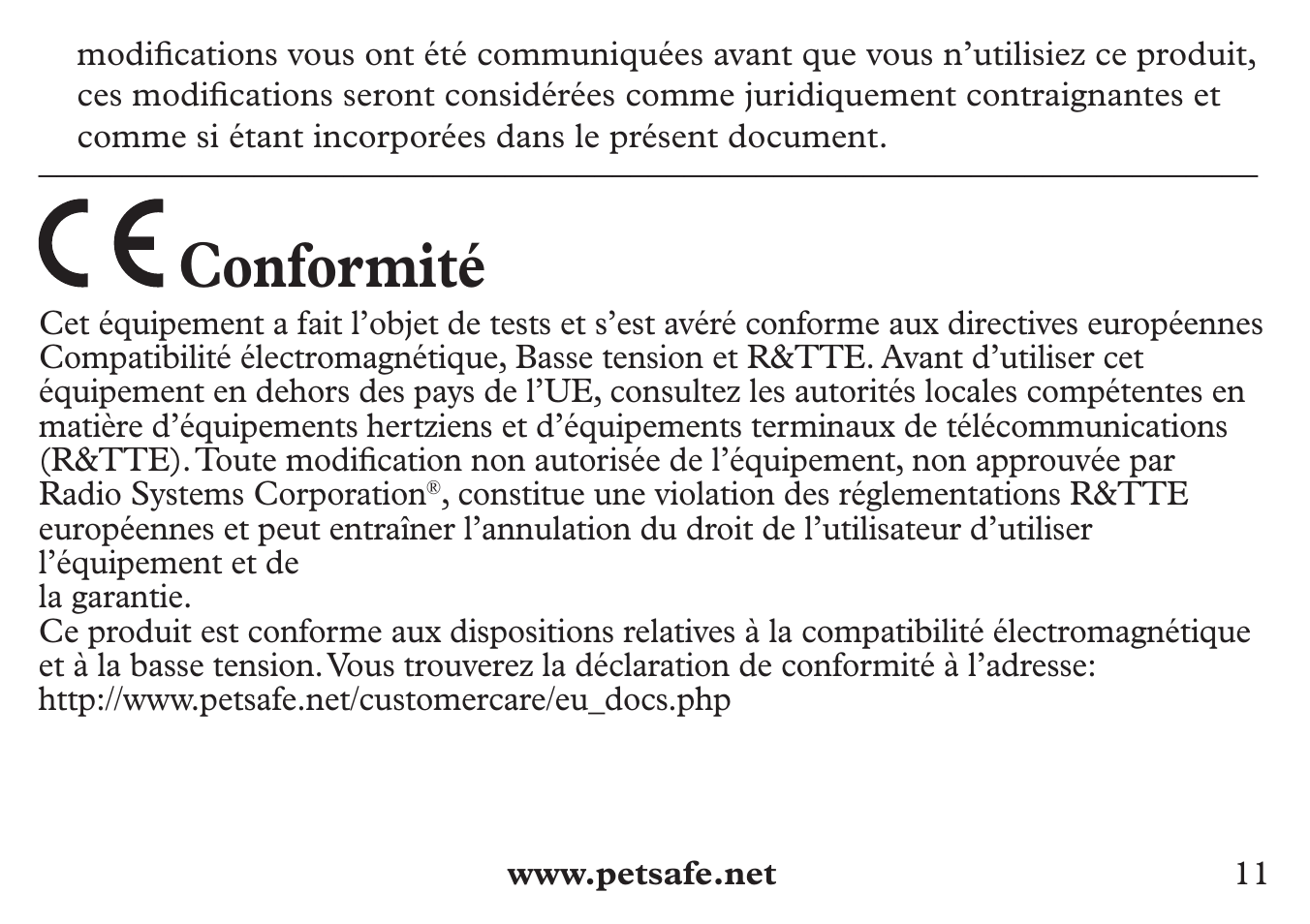 Conformité | Petsafe 250 m Add-A-Dog® Extra Receiver Collar User Manual | Page 11 / 36