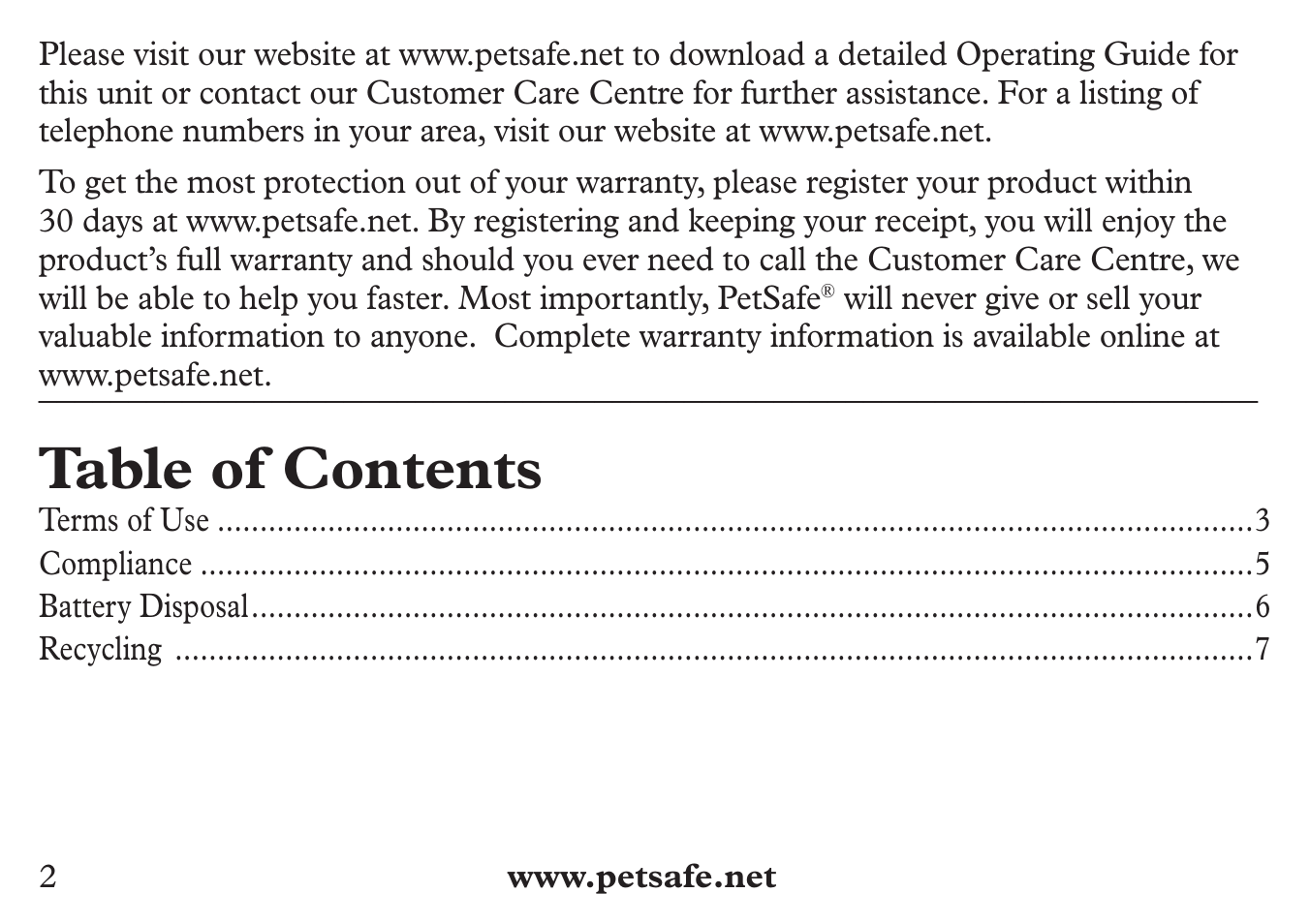 Petsafe 250 m Add-A-Dog® Extra Receiver Collar User Manual | Page 2 / 36