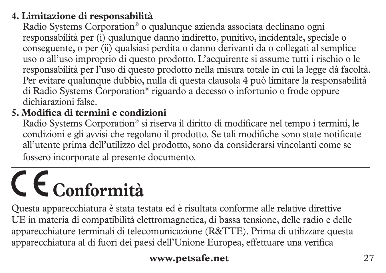 Conformità | Petsafe 250 m Add-A-Dog® Extra Receiver Collar User Manual | Page 27 / 36