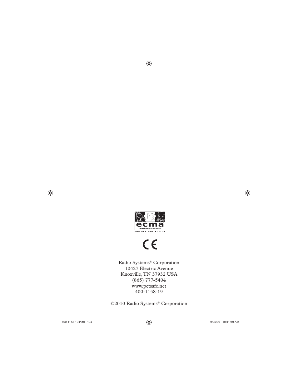 Petsafe 250 m Remote Trainer User Manual | Page 104 / 104