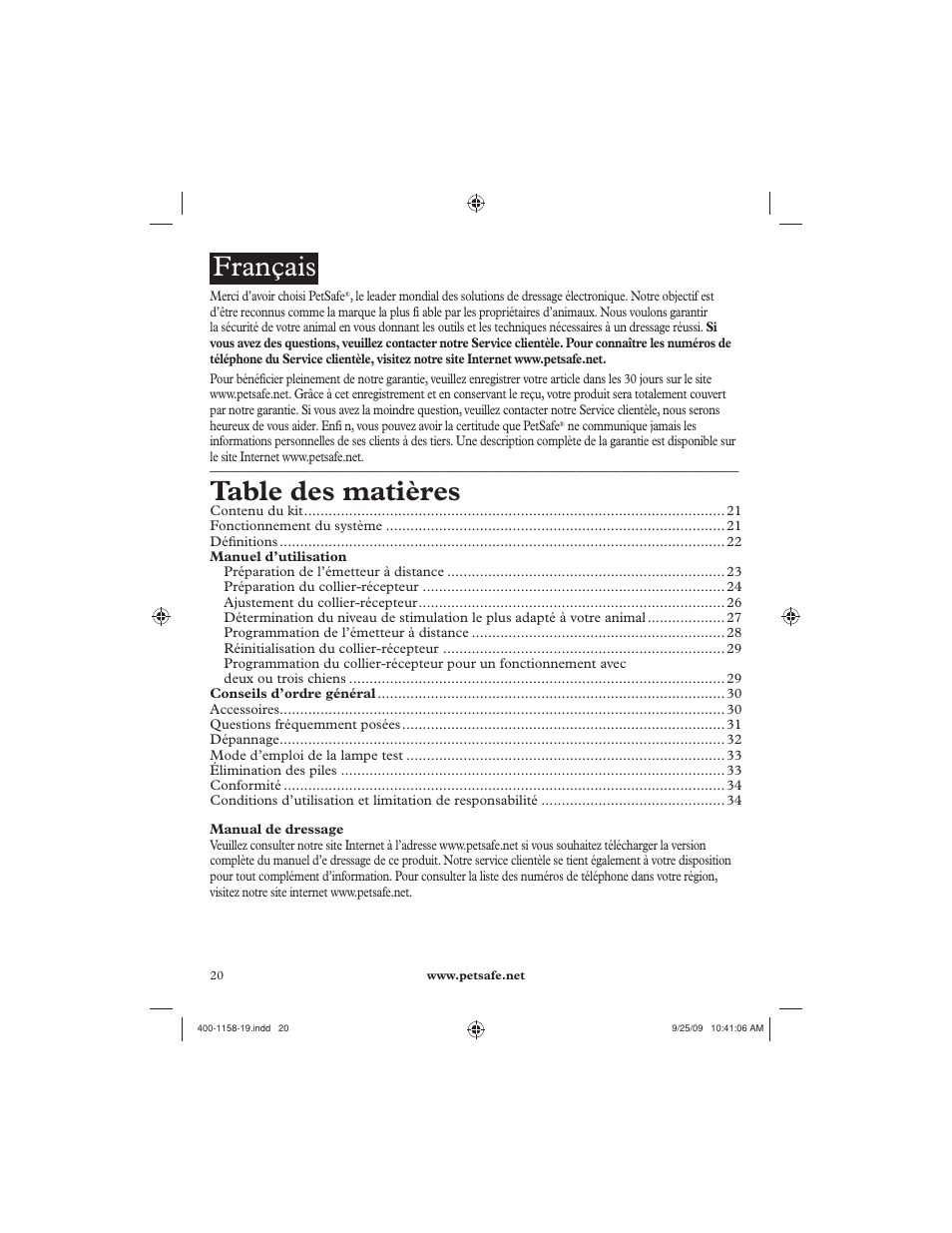 Petsafe 250 m Remote Trainer User Manual | Page 20 / 104