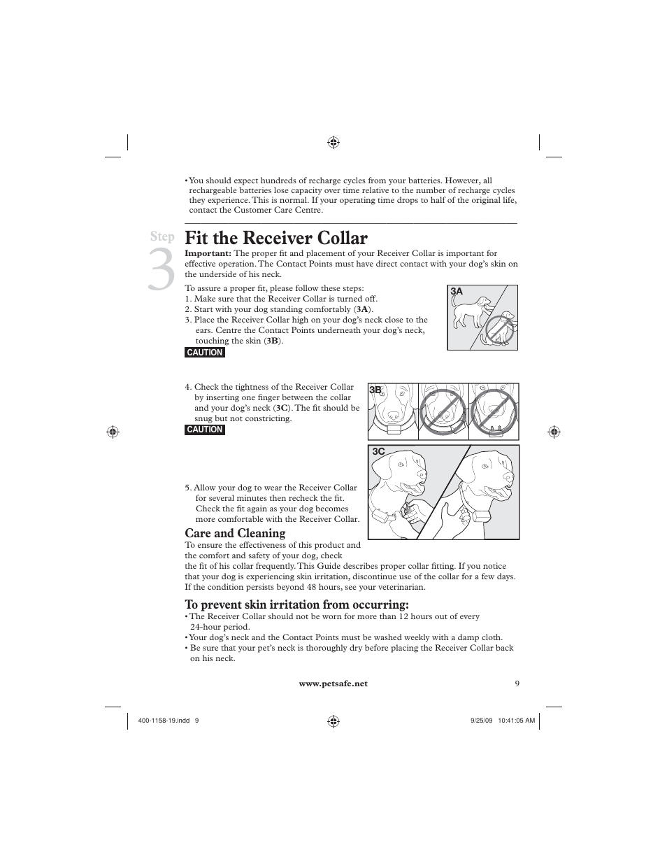 Fit the receiver collar, Step | Petsafe 250 m Remote Trainer User Manual | Page 9 / 104