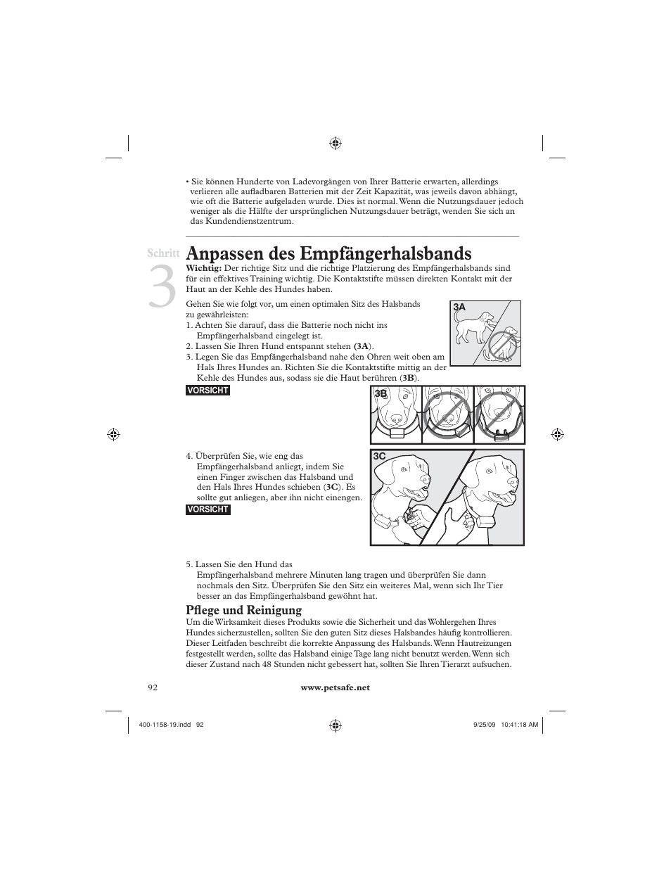 Anpassen des empfängerhalsbands | Petsafe 250 m Remote Trainer User Manual | Page 92 / 104