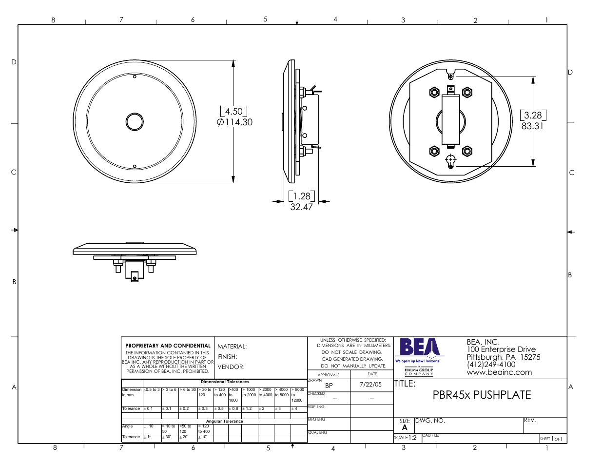 BEA PBR45x User Manual | 1 page