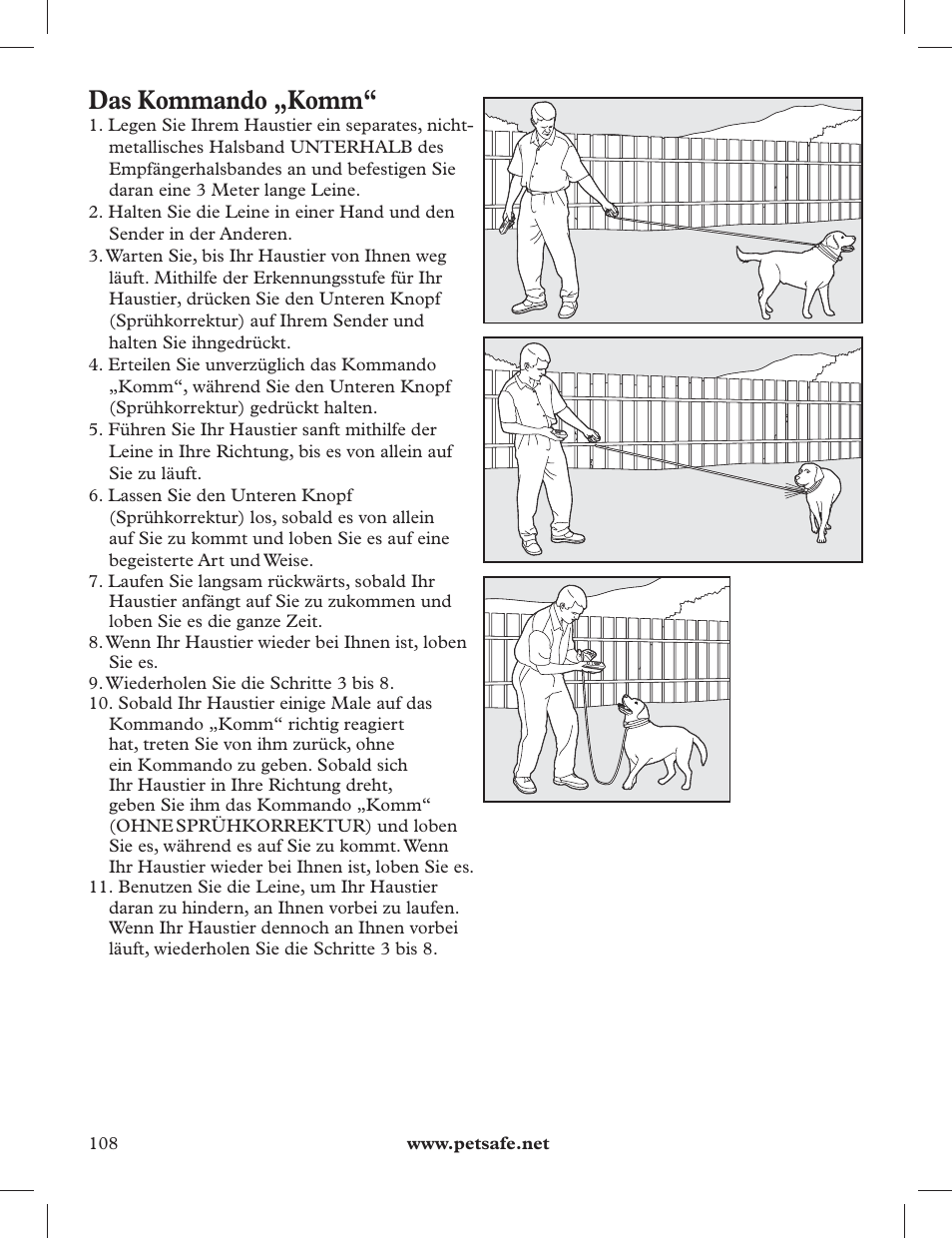 Das kommando „komm | Petsafe 275 m Deluxe Remote Spray Trainer User Manual | Page 108 / 116