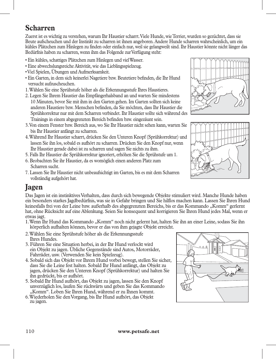 Scharren, Jagen | Petsafe 275 m Deluxe Remote Spray Trainer User Manual | Page 110 / 116