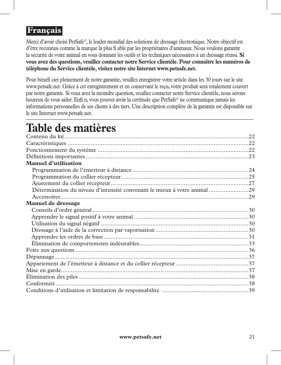 Petsafe 275 m Deluxe Remote Spray Trainer User Manual | Page 21 / 116