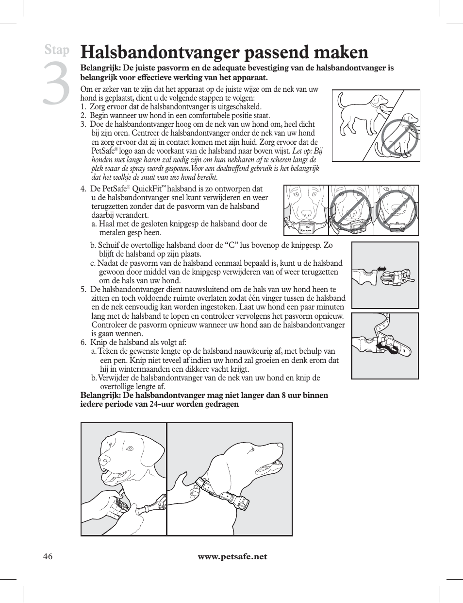 Halsbandontvanger passend maken, Stap | Petsafe 275 m Deluxe Remote Spray Trainer User Manual | Page 46 / 116