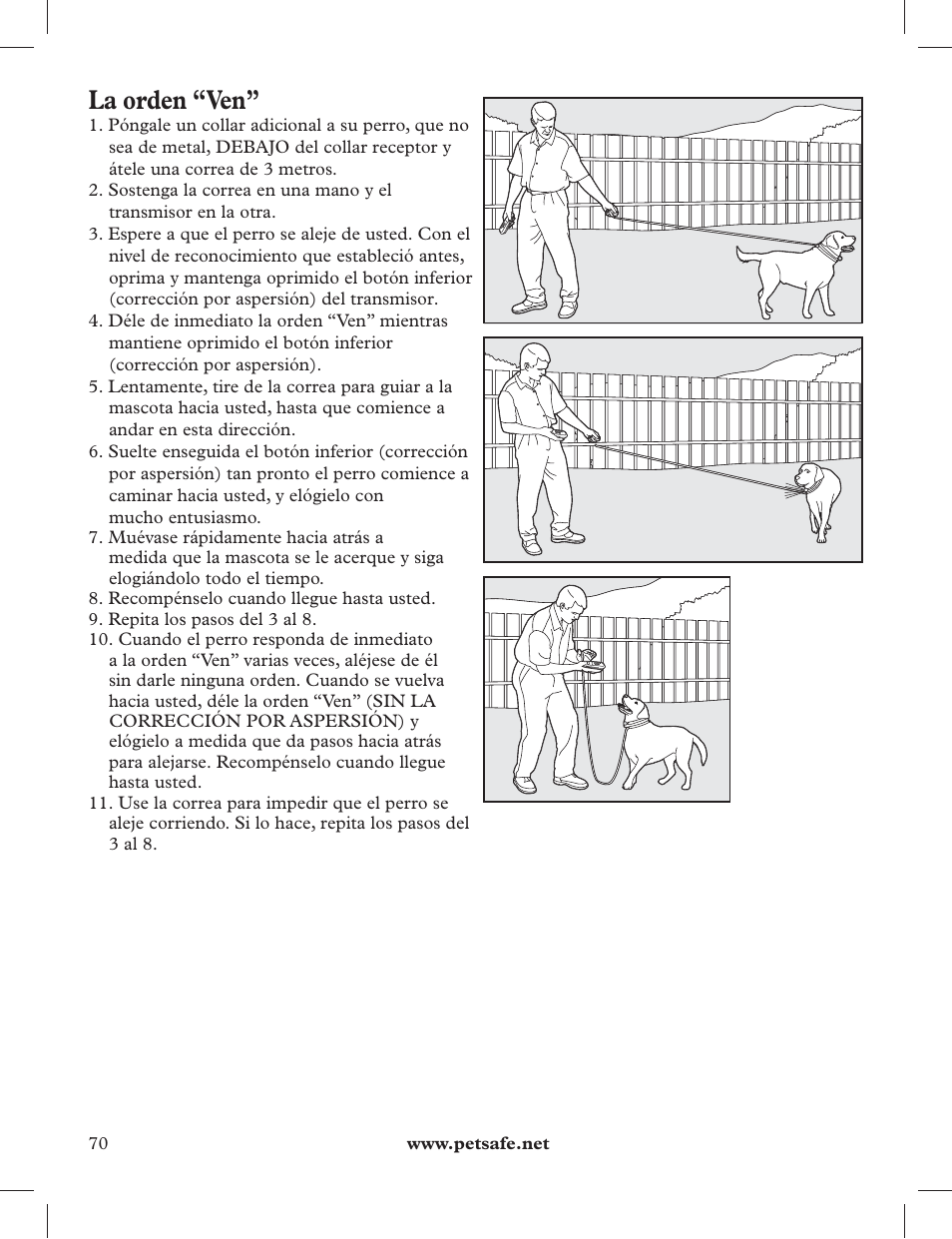 La orden “ven | Petsafe 275 m Deluxe Remote Spray Trainer User Manual | Page 70 / 116