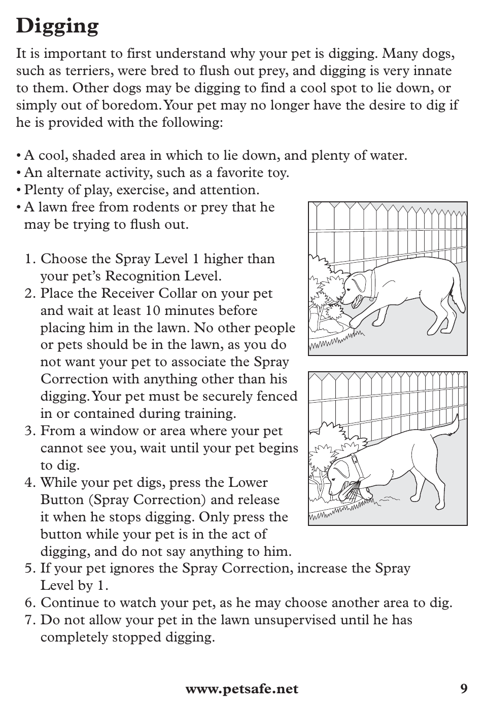 Digging | Petsafe SPT-85 Spray Commander™, 85 m Basic Remote Spray Trainer User Manual | Page 9 / 12