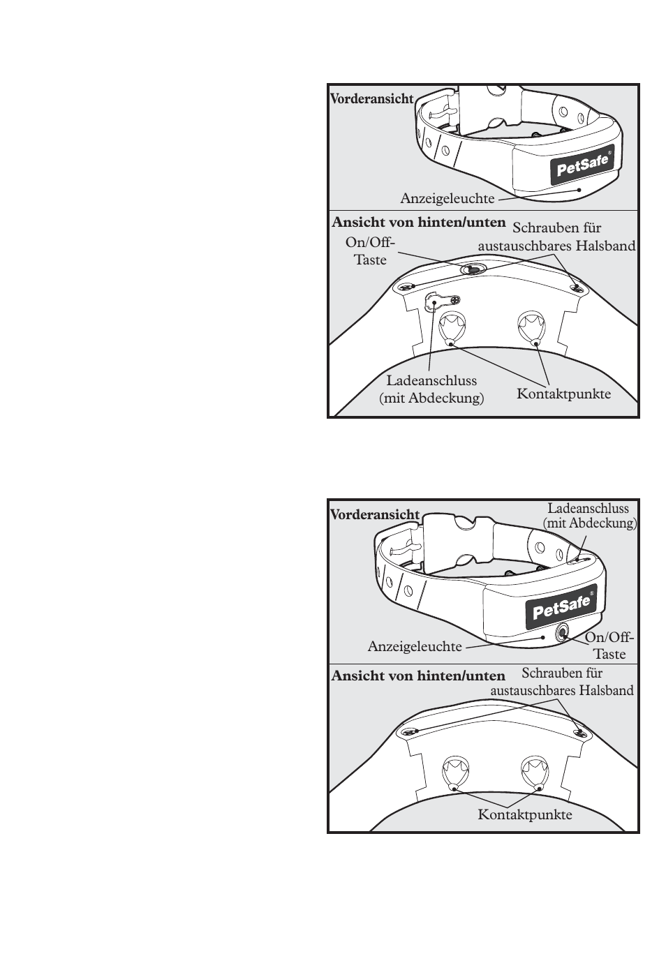 Empfängerhalsband für großen hund 900 meter, Empfängerhalsband für kleinen hund 350 meter | Petsafe 350 m Add-A-Dog® Extra Receiver Collar User Manual | Page 120 / 164