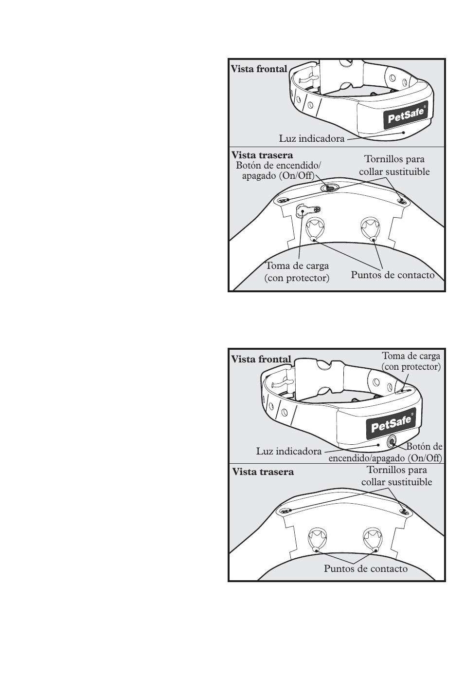 Collar receptor de 900 metros para perro grande, Collar receptor de 350 metros para perro pequeño | Petsafe 350 m Add-A-Dog® Extra Receiver Collar User Manual | Page 74 / 164