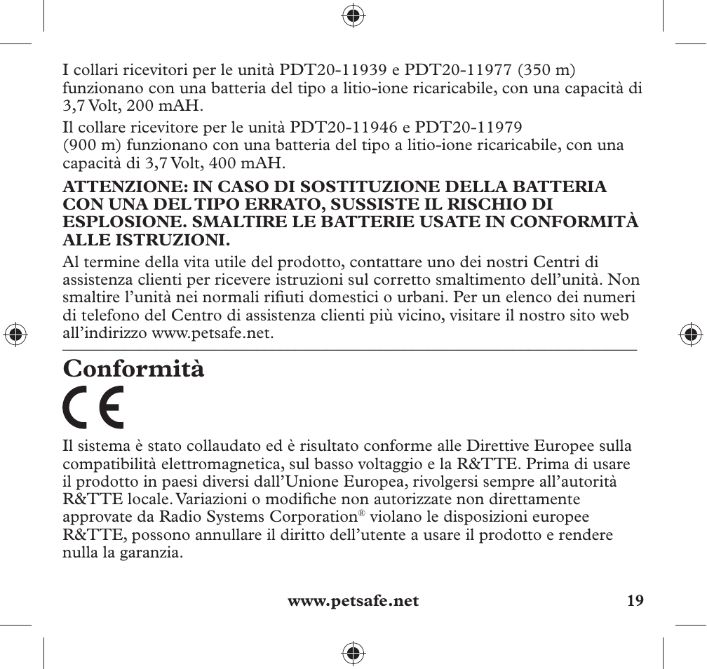 Conformità | Petsafe 350 m Add-A-Dog® Extra Receiver Collar User Manual | Page 19 / 32