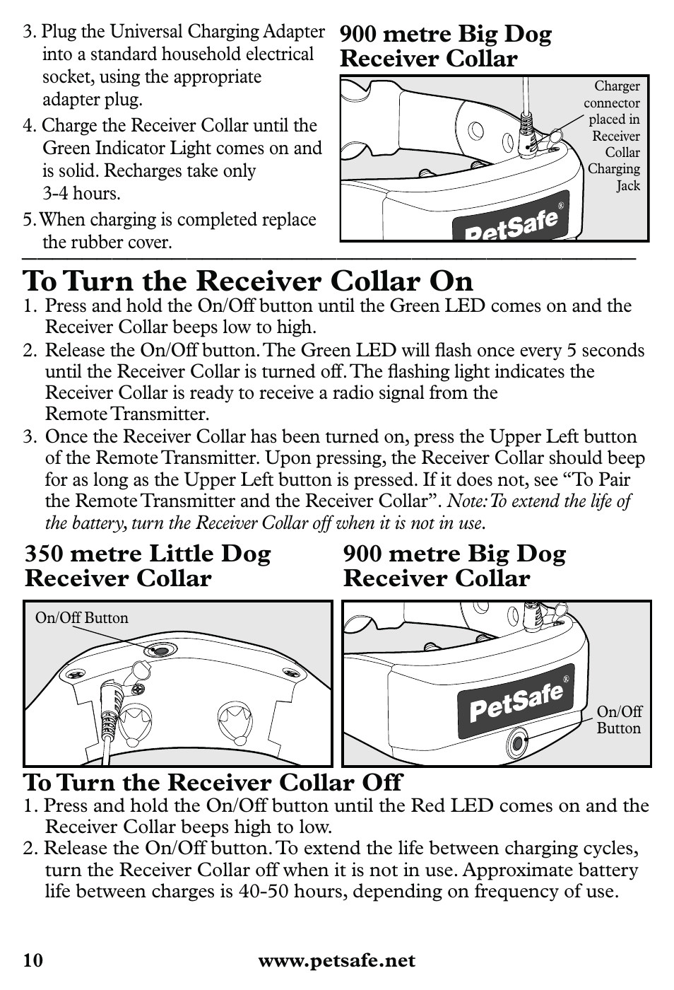 900 metre big dog receiver collar | Petsafe 350 m Little Dog Deluxe Remote Trainer User Manual | Page 10 / 164