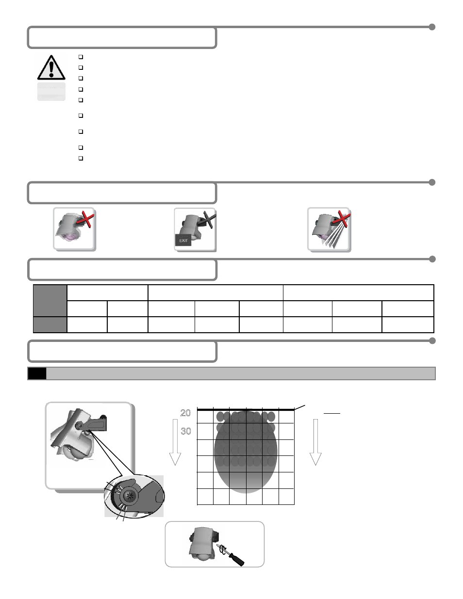 3 precauciones, 4 consejos de instalación, 5 cableado 6 instalación | 1ángulo de inclinación del sensor | BEA IS40P User Manual | Page 14 / 18