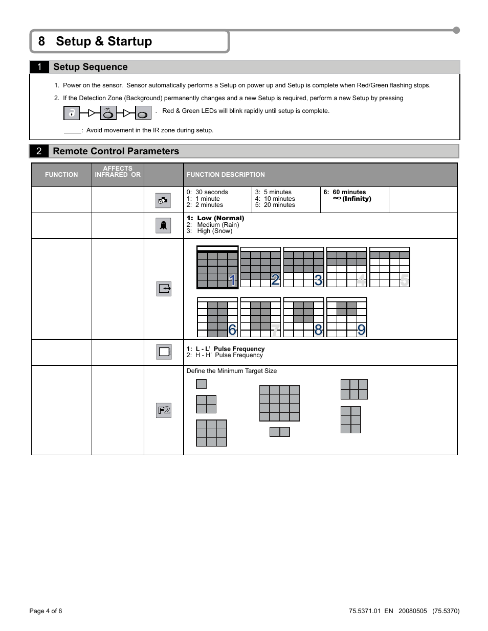 8 setup & startup, 2remote control parameters, F2 1 setup sequence | BEA IS40P User Manual | Page 4 / 18