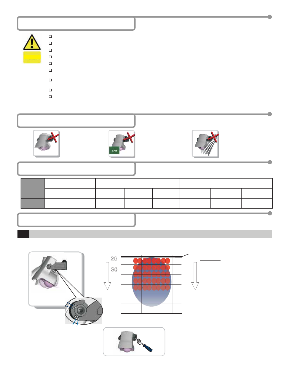 3 mesures de précaution, 4 conseils d’installation, 5 câblage 6 installation | 1angle d’inclinaison du détecteur | BEA IS40P User Manual | Page 8 / 18