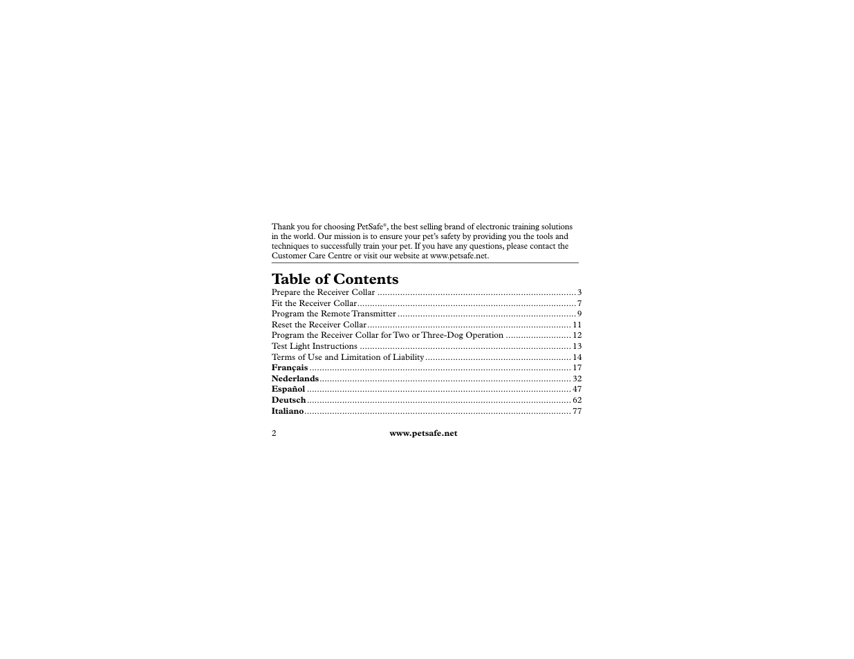 Petsafe 400 m Remote Trainer Add-A-Dog User Manual | Page 2 / 92