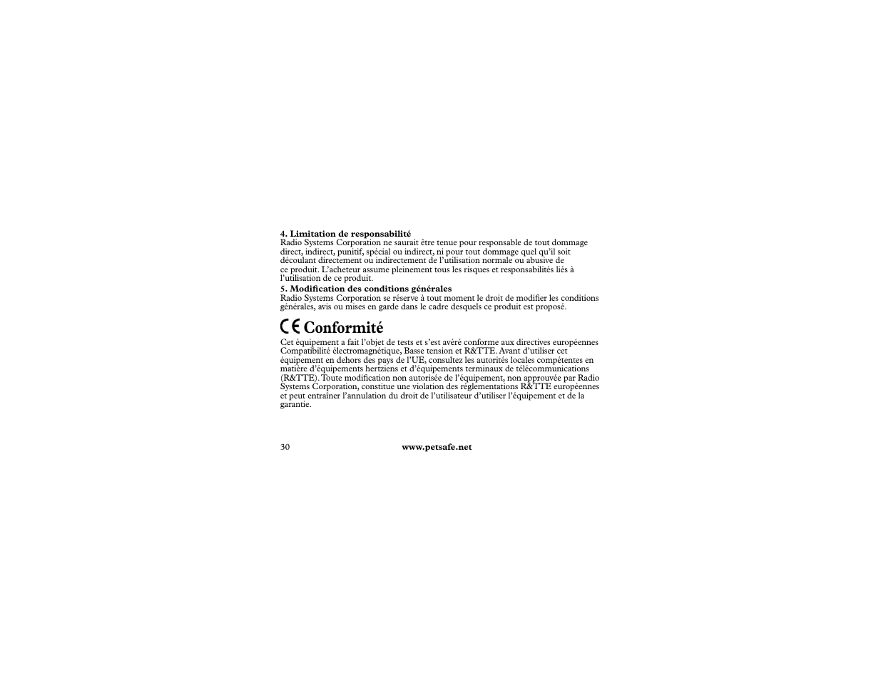 Conformité | Petsafe 400 m Remote Trainer Add-A-Dog User Manual | Page 30 / 92