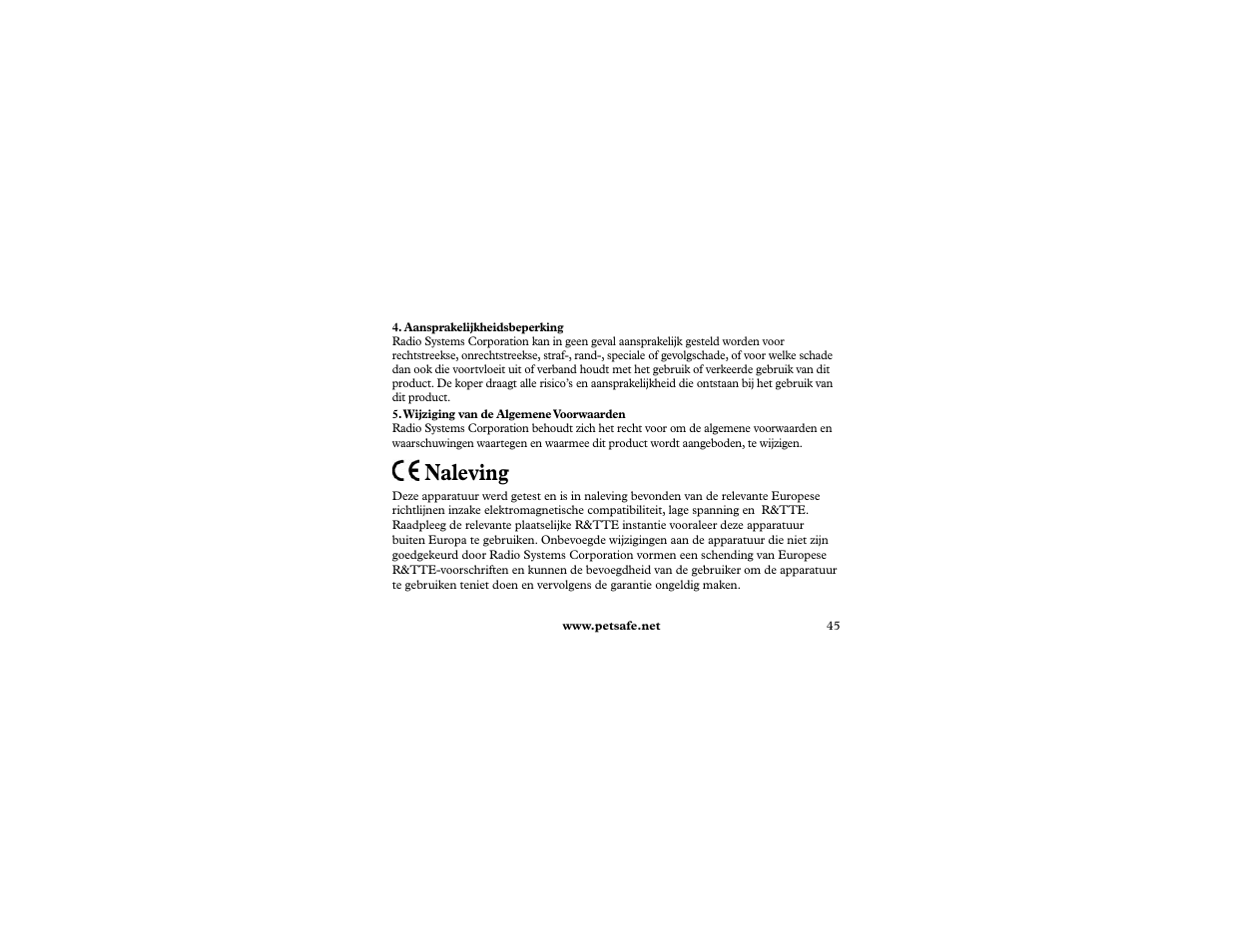 Naleving | Petsafe 400 m Remote Trainer Add-A-Dog User Manual | Page 45 / 92