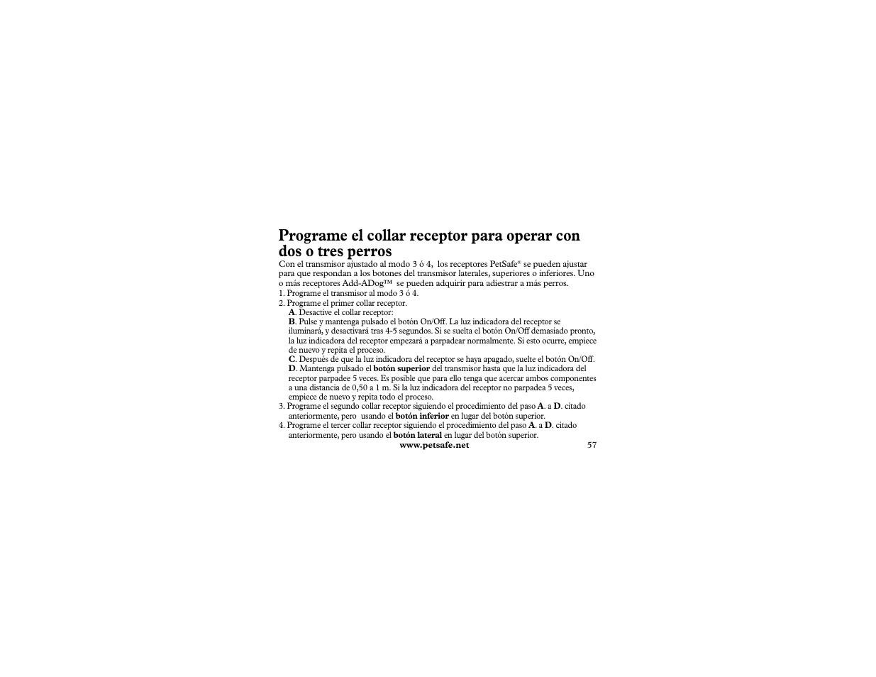 Petsafe 400 m Remote Trainer Add-A-Dog User Manual | Page 57 / 92