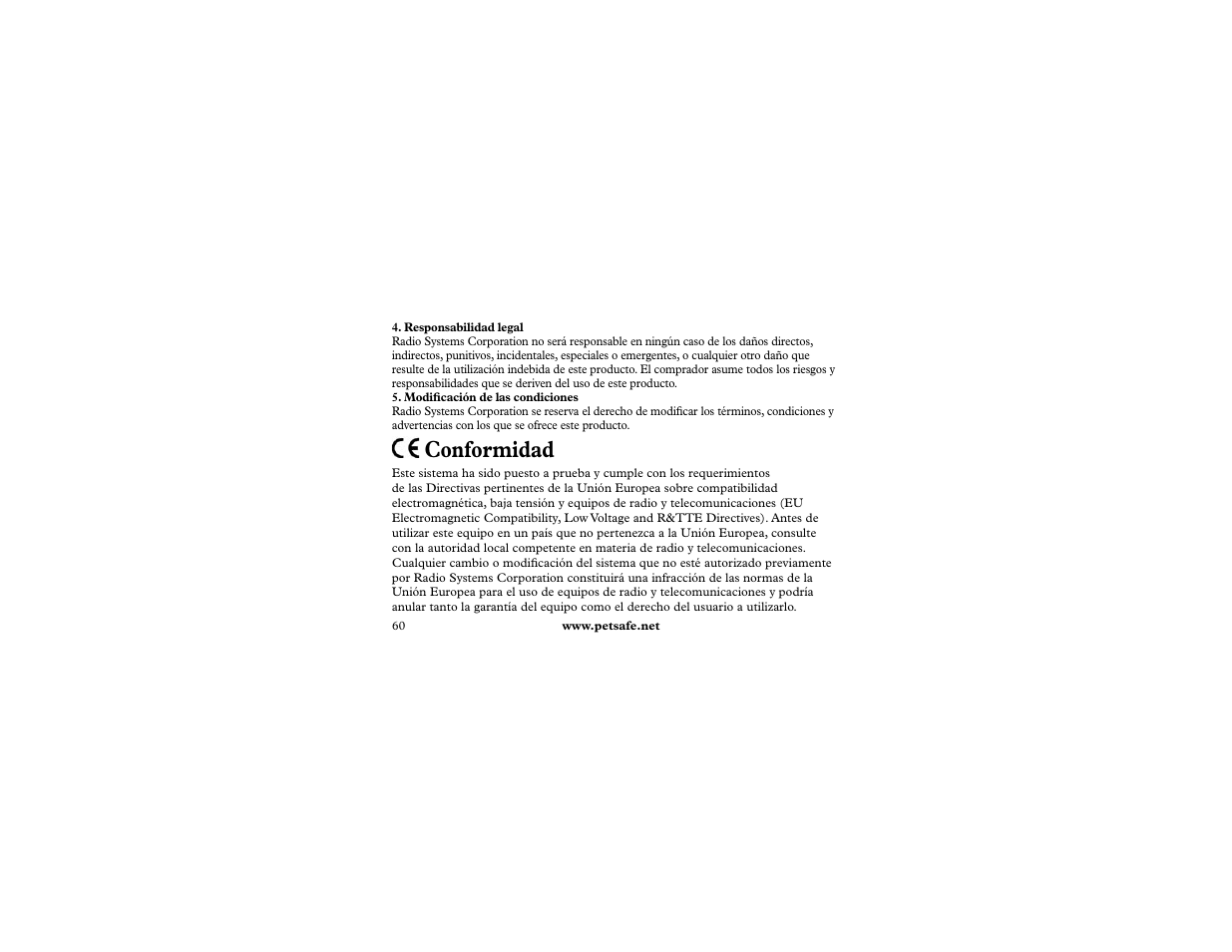 Conformidad | Petsafe 400 m Remote Trainer Add-A-Dog User Manual | Page 60 / 92