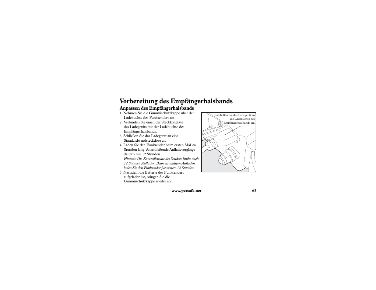 Vorbereitung des empfängerhalsbands | Petsafe 400 m Remote Trainer Add-A-Dog User Manual | Page 63 / 92