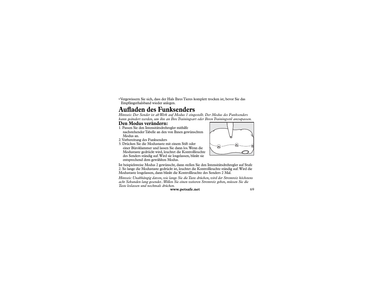 Aufl aden des funksenders | Petsafe 400 m Remote Trainer Add-A-Dog User Manual | Page 69 / 92